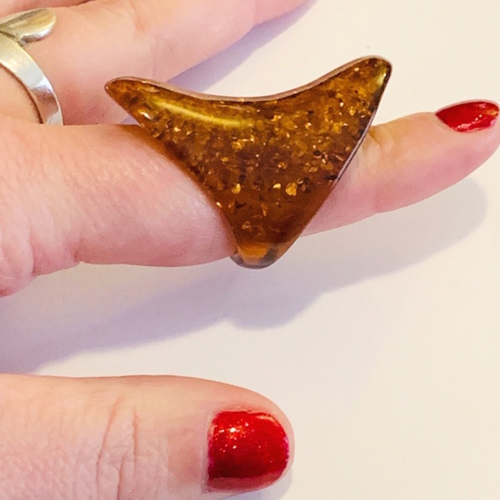 Solid Baltic Amber Statement Ring Size 8 - image 1